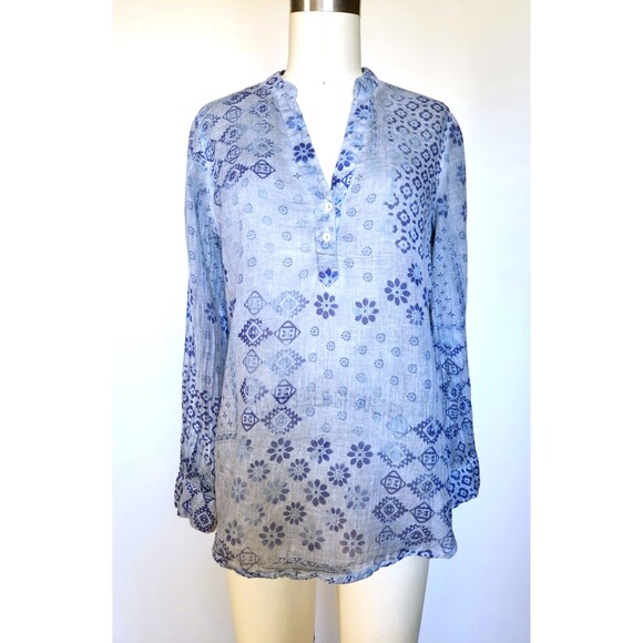 Cotton Indian Long Sleeves Blouse Sheer Floral Ethnic Boho Gypsy Paper Thin - Picture 2 of 8